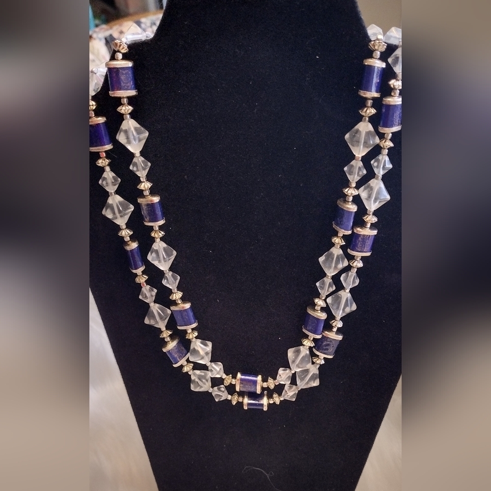 Vintage Japan blue and clear Necklace